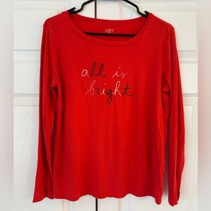 LOFT Outlet Women’s Orange Embroidered Print Cotton Tunic Blouse Shirt Size M